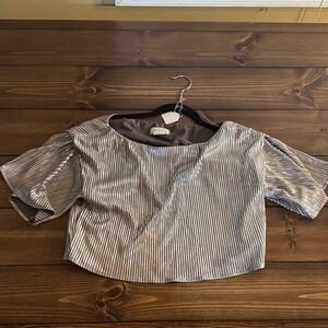 Lovers + Friends Silver Striped Blouse